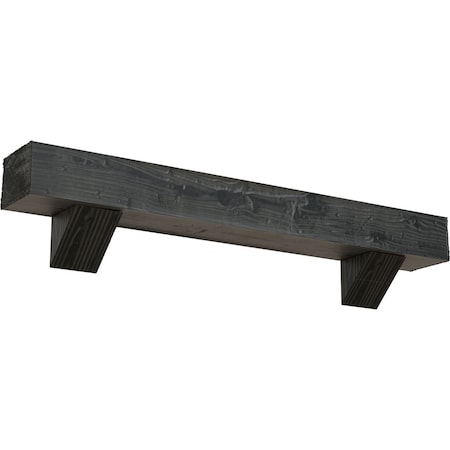 Kit W/ Breckinridge Corbels, Aged Ash, 6H  X 6D X 36W Sandblasted Faux Wood Fireplace ManteL